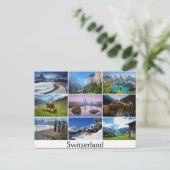 Postkarte mit Landschaften und dem Text: Schweiz (Stehend Vorderseite)