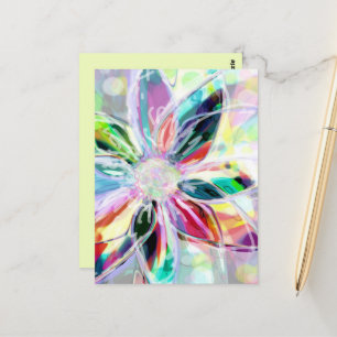 Postkarte mit leuchtend Abstrakter floraler Kunst