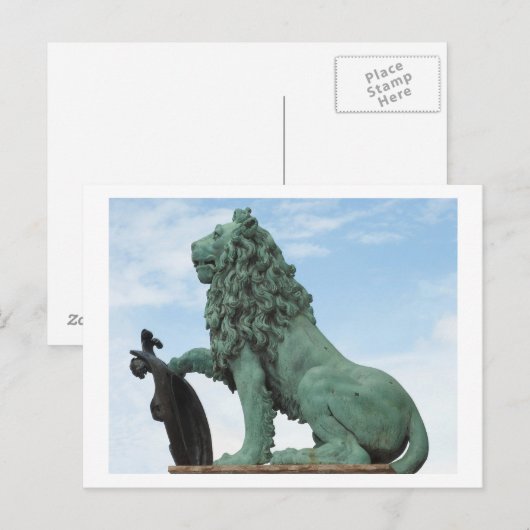Postkarte mit Löwenstatue (Vorne/Hinten)