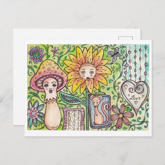 Postkarte mit lustigem Fantasiemotiv (Vorne/Hinten)