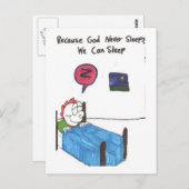 Postkarte mit lustigen Kirchenschildern (Vorne/Hinten)