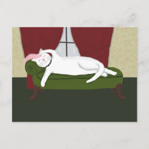 Postkarte mit lustiger High Drama Kitty Illustrati