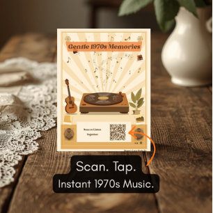 Postkarte mit Musik-Playlist der 1970er Jahre für 