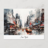 Postkarte mit New York City, gemalte Landschaft.