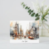 Postkarte mit New York City, gemalte Landschaft. (Stehend Vorderseite)