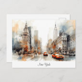 Postkarte mit New York City, gemalte Landschaft. (Vorne/Hinten)