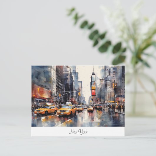 Postkarte mit New York City, gemalte Landschaft. (Stehend Vorderseite)