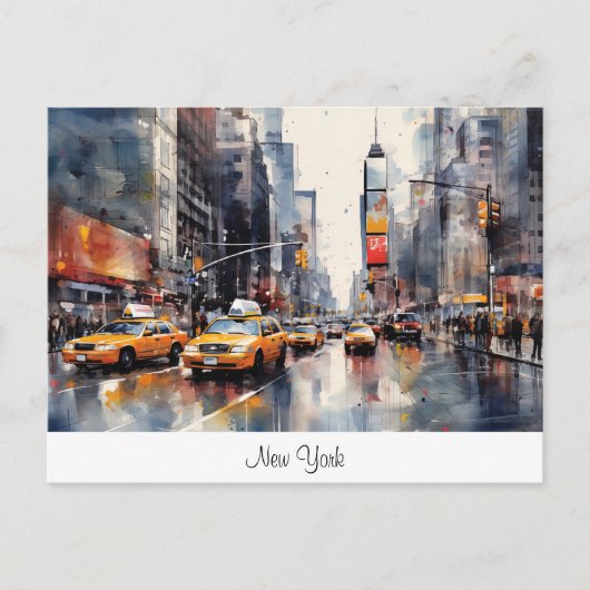 Postkarte mit New York City, gemalte Landschaft. (Vorderseite)