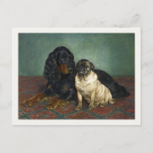 Postkarte mit Niedlich gestrichenen Hunden