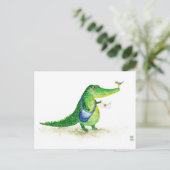 Postkarte mit Niedlichem grünen Krokodil verschieb (Stehend Vorderseite)