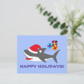 Postkarte mit niedlichem Holiday-Hai (Stehend Vorderseite)