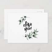 Postkarte mit Olivenzweig - "Oliven Sie" (Vorne/Hinten)