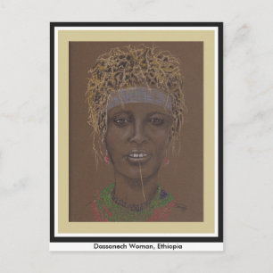Postkarte mit Originalkunst, äthiopische Frau