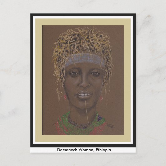 Postkarte mit Originalkunst, äthiopische Frau (Vorderseite)