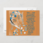 Postkarte mit Originalkunst — Orange Elf mit Text (Vorne/Hinten)