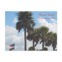 Postkarte mit Palmen Trees am Strand