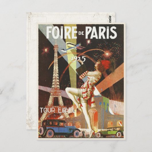 Postkarte mit Paris Art Déco-Printing der 1920er J (Vorne/Hinten)