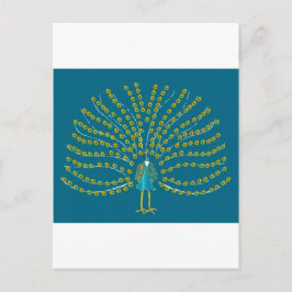 Postkarte mit Pfau-Illustration