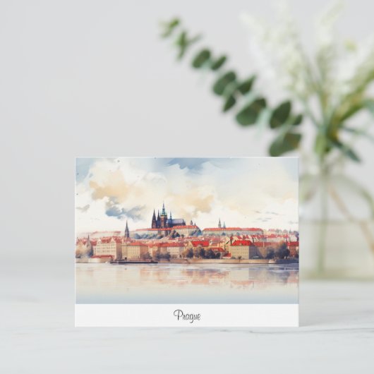 Postkarte mit Prag, bemalte Landschaft. (Stehend Vorderseite)