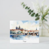 Postkarte mit Prag, bemalte Landschaft. (Stehend Vorderseite)