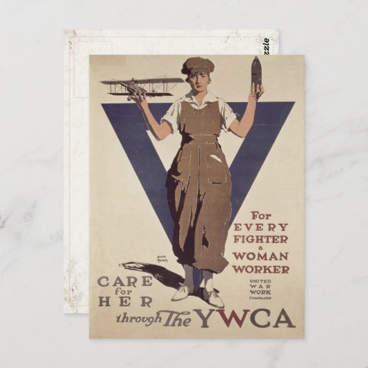 Postkarte mit Propagandaposter des Zweiten Weltkri (Vorne/Hinten)