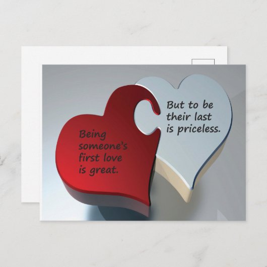 Postkarte mit Puzzleteilen aus rotem und weißem He (Vorne/Hinten)