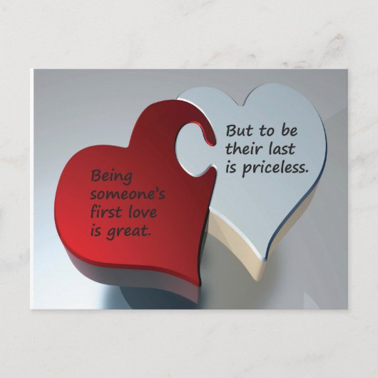 Postkarte mit Puzzleteilen aus rotem und weißem He (Vorderseite)