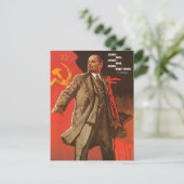 Postkarte mit Retro Lenin Poster Print (Stehend Vorderseite)