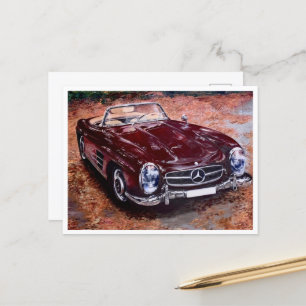 Postkarte mit Retro-Vintager Pkw-Malerei