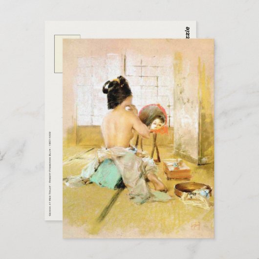 Postkarte mit Robert Frederick Blum Malerei (Vorne/Hinten)