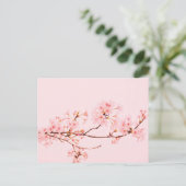Postkarte mit rosa Marmorblume (Stehend Vorderseite)