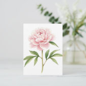 Postkarte mit rosa Pfingstrose (Stehend Vorderseite)