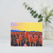 Postkarte mit rotem Tulip-Feld (Stehend Vorderseite)