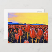 Postkarte mit rotem Tulip-Feld (Vorne/Hinten)