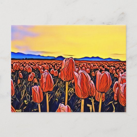 Postkarte mit rotem Tulip-Feld (Vorderseite)