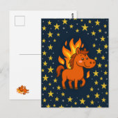 Postkarte mit roten Pferden (Vorne/Hinten)