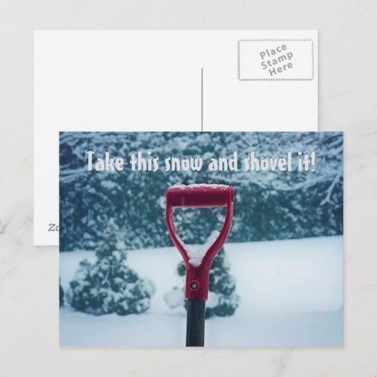 Postkarte mit roter Schaufel (Vorne/Hinten)