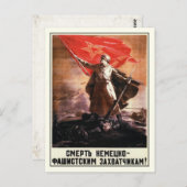Postkarte mit russischer Zweiten Weltkrieg-Propaga (Vorne/Hinten)