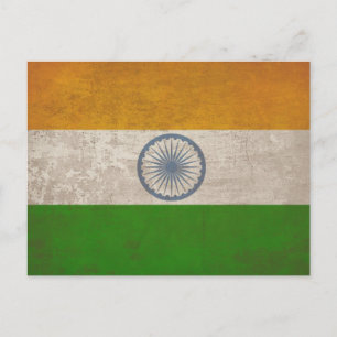 Postkarte mit schmutziger Flagge aus Indien