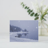 Postkarte mit Schneefall am Meer (Stehend Vorderseite)
