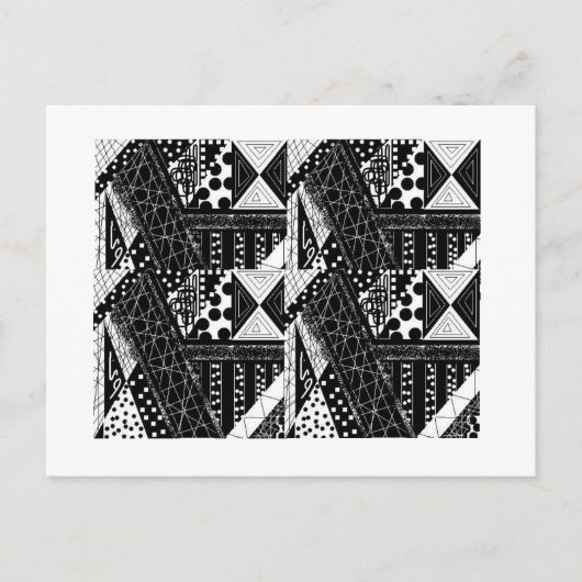 Postkarte mit schwarzweißem Muster (Vorderseite)
