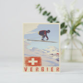 Postkarte mit Schweizer Vintager Skidruckerei (Stehend Vorderseite)