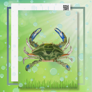 Postkarte mit schwimmender Krabbe
