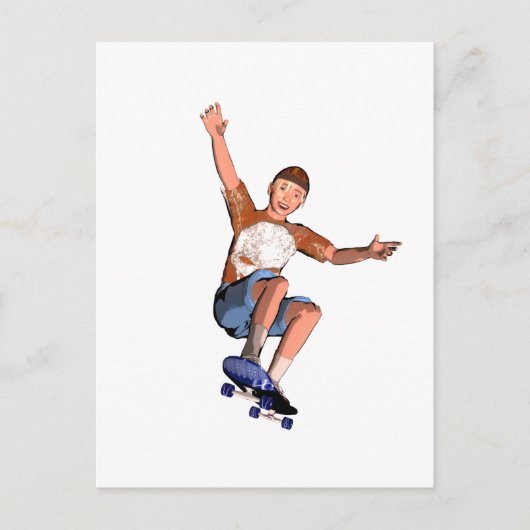Postkarte mit Skate-Boarding-Boy-Abbildung (Vorderseite)