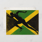 Postkarte mit Sprinter auf Jamaika-Flagge (Vorne/Hinten)