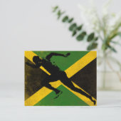 Postkarte mit Sprinter auf jamaikanischer Flagge (Stehend Vorderseite)
