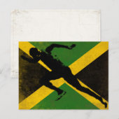 Postkarte mit Sprinter auf jamaikanischer Flagge (Vorne/Hinten)
