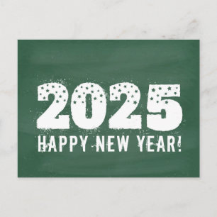 Postkarte mit Text 2025 auf einer Tafel. Neujahr