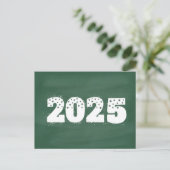 Postkarte mit Text von 2025 auf der Tafel. Neujahr (Stehend Vorderseite)
