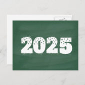 Postkarte mit Text von 2025 auf der Tafel. Neujahr (Vorne/Hinten)